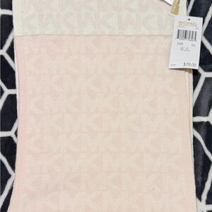 Michael Kors Soft Pink and White Knit Scarf